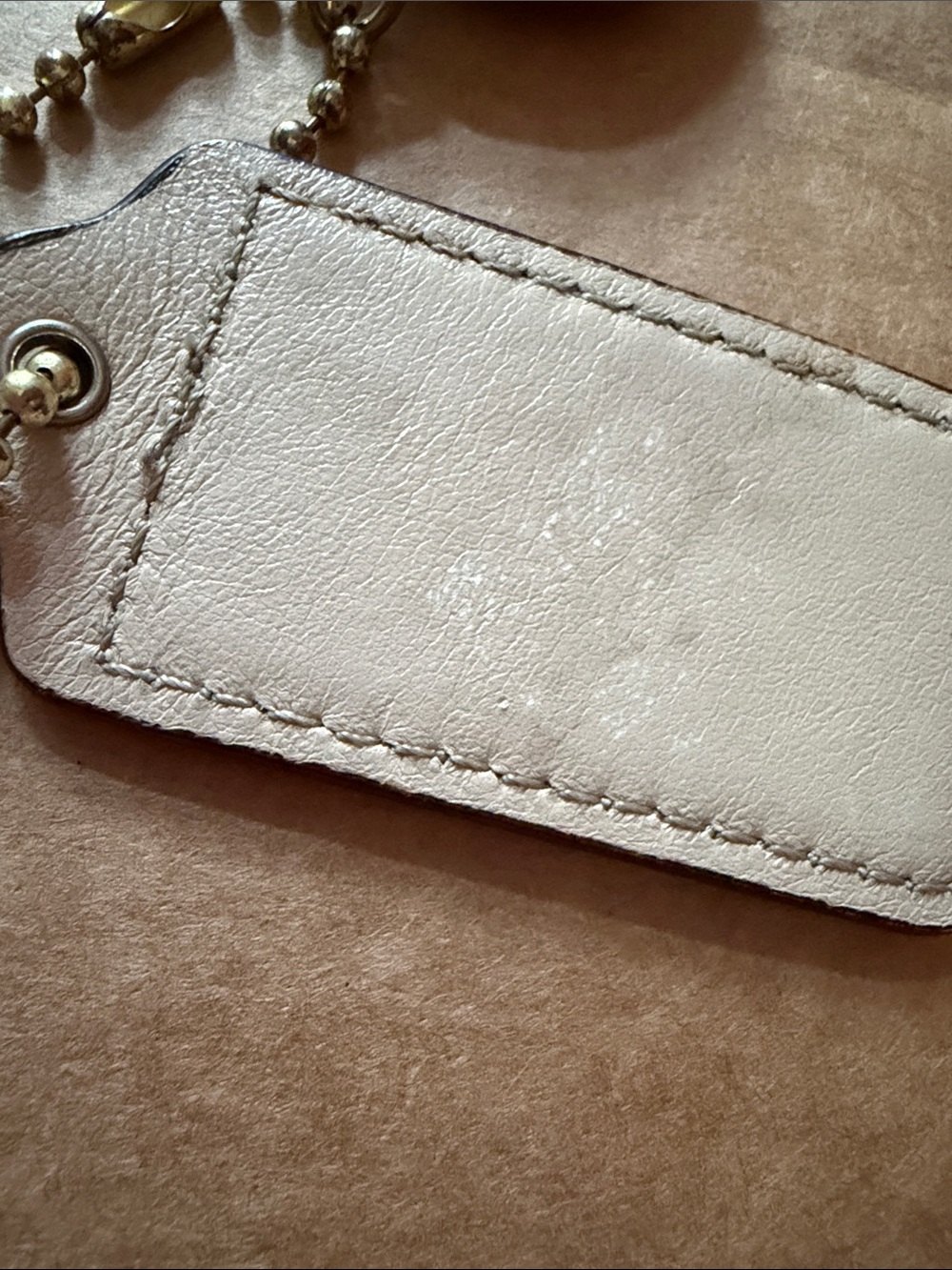 Coach Gold Tone Keychain Tag with White Leather Tag - Picture 4 of 8